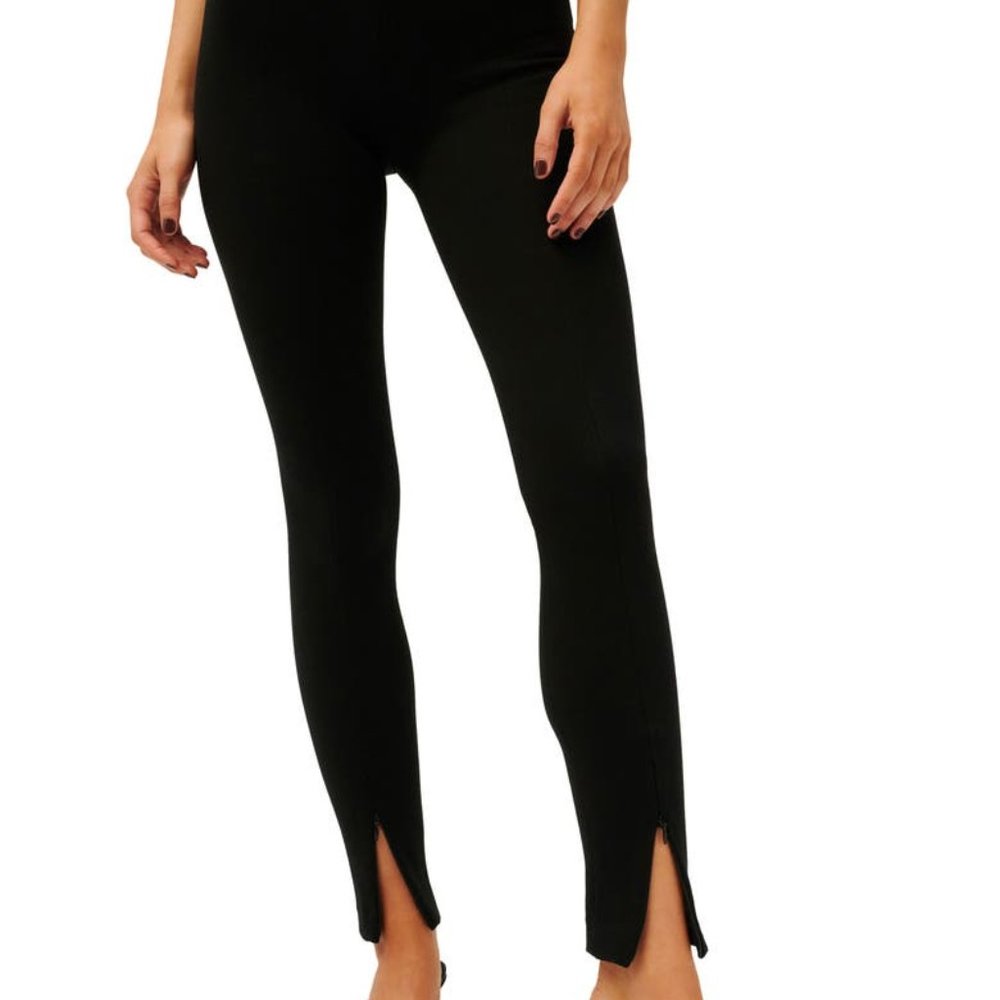 NWT Good American The Boss Pants Skinny With Zippers Black